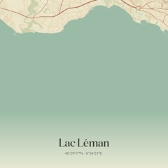Obraz premium Vintage map of Lac Léman, Switzerland.