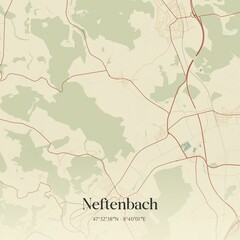 Vintage map of Neftenbach, Switzerland.