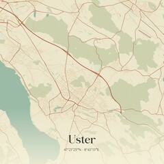 Vintage map of Uster, Switzerland.