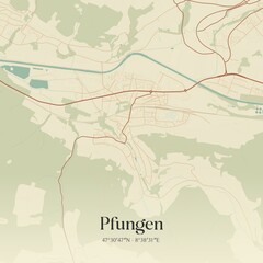 Vintage map of Pfungen, Switzerland.