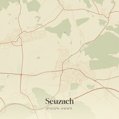 Vintage map of Seuzach, Switzerland.