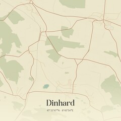 Vintage map of Dinhard, Switzerland.