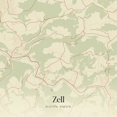 Vintage map of Zell, Switzerland.