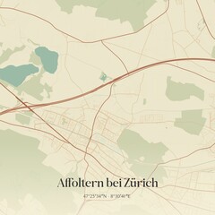 Vintage map of Affoltern bei Zürich, Switzerland.