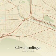 Fototapeta premium Vintage map of Schwamendingen, Switzerland.