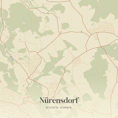 Vintage map of Nürensdorf, Switzerland.