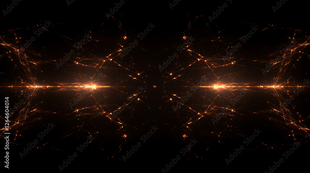 Poster symmetrical light emission network abstract graphic design with geometric precision and futuristic g