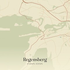 Fototapeta premium Vintage map of Regensberg, Switzerland.