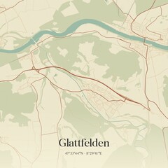 Vintage map of Glattfelden, Switzerland.