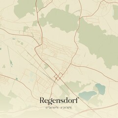 Vintage map of Regensdorf, Switzerland.
