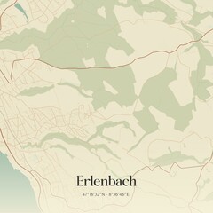 Vintage map of Erlenbach, Switzerland.
