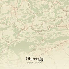 Vintage map of Oberegg, Switzerland.