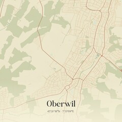 Vintage map of Oberwil, Switzerland.