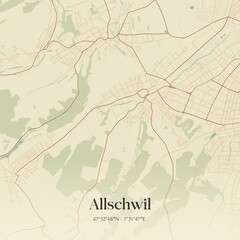Vintage map of Allschwil, Switzerland.