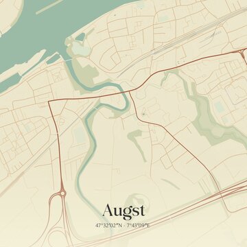 Vintage map of Augst, Switzerland.