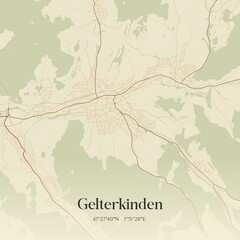 Fototapeta premium Vintage map of Gelterkinden, Switzerland.