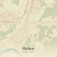 Vintage map of Riehen, Switzerland.