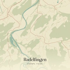 Vintage map of Radelfingen, Switzerland.