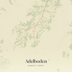 Vintage map of Adelboden, Switzerland.