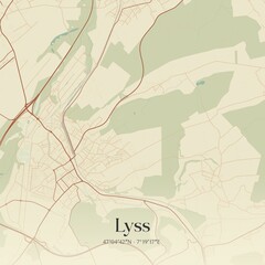 Vintage map of Lyss, Switzerland.