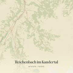 Vintage map of Reichenbach im Kandertal, Switzerland.