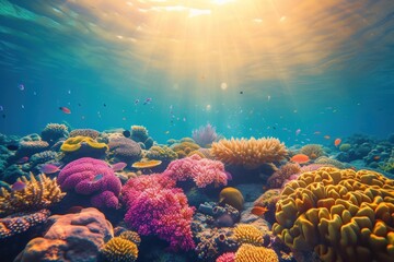Beautiful corals underwater landscape outdoors nature ocean.