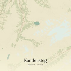 Vintage map of Kandersteg, Switzerland.