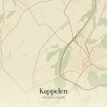 Vintage map of Kappelen, Switzerland.