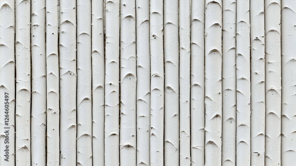 Poster White Birch Tree Trunks in Vertical Row