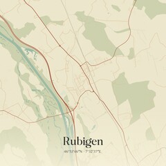 Vintage map of Rubigen, Switzerland.
