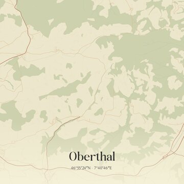 Vintage map of Oberthal, Switzerland.