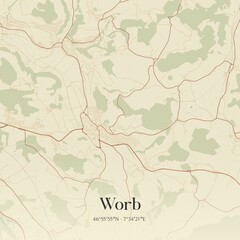 Vintage map of Worb, Switzerland.