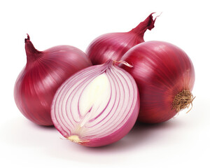 red onion on white background