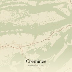 Vintage map of Crémines, Switzerland.