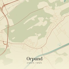 Vintage map of Orpund, Switzerland.