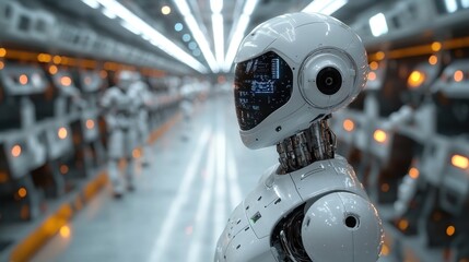Fototapeta premium Futuristic Robot in a High-Tech Factory