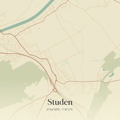 Fototapeta premium Vintage map of Studen, Switzerland.