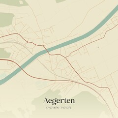 Vintage map of Aegerten, Switzerland.