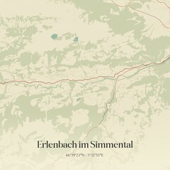 Vintage map of Erlenbach im Simmental, Switzerland.