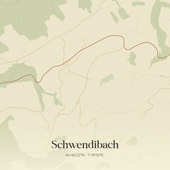 Obraz premium Vintage map of Schwendibach, Switzerland.