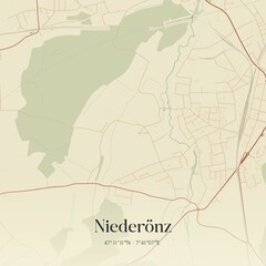 Vintage map of Niederönz, Switzerland.