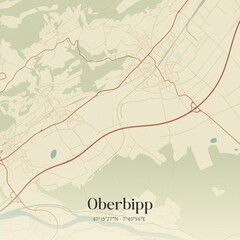 Vintage map of Oberbipp, Switzerland.