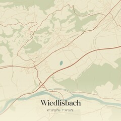 Vintage map of Wiedlisbach, Switzerland.