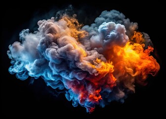 Obraz premium Swirling Smoke Clouds, Abstract Black Background, Dramatic Fog, Atmospheric Haze, Dark Smoke Texture