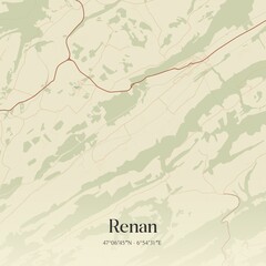 Vintage map of Renan, Switzerland.