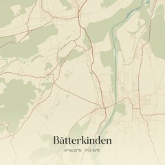 Vintage map of Bätterkinden, Switzerland.