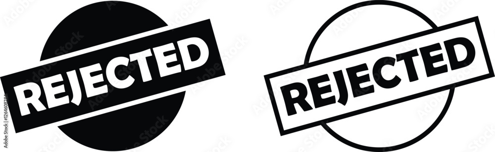 Poster rejected black stamp sign icons set. seal badge dusty grunge effect unapproved fail denied declined 