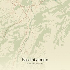 Fototapeta premium Vintage map of Bas-Intyamon, Switzerland.