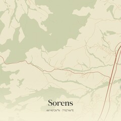 Obraz premium Vintage map of Sorens, Switzerland.