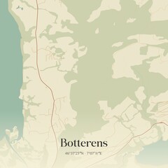 Vintage map of Botterens, Switzerland.